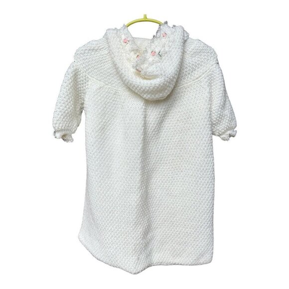 All Mine Baby Gown Sweater Hooded Embroidery White Pink Flowers Size 12M VTG - Picture 2 of 9